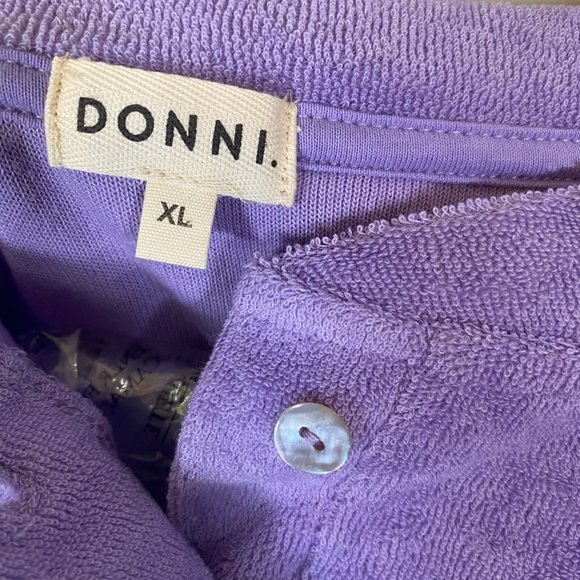NWT Donni Purple Henley Terry Cloth Sweatshirt - Picture 7 of 7